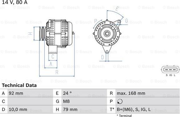 BOSCH 0 986 083 720 - Генератор autosila-amz.com