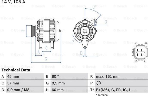 BOSCH 0 986 082 410 - Генератор autosila-amz.com