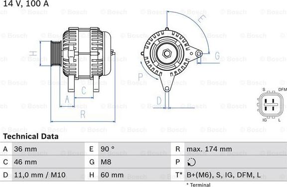 BOSCH 0 986 082 060 - Генератор autosila-amz.com