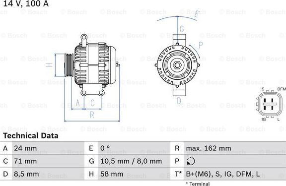 BOSCH 0 986 082 080 - Генератор autosila-amz.com