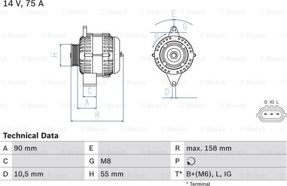 BOSCH 0 986 082 830 - Генератор autosila-amz.com