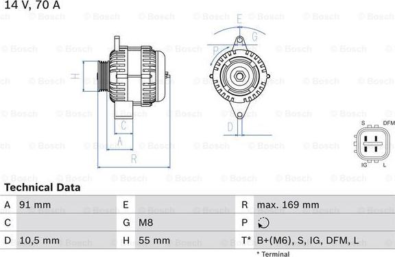 BOSCH 0 986 082 300 - Генератор autosila-amz.com