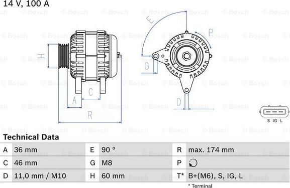 BOSCH 0 986 082 760 - Генератор autosila-amz.com