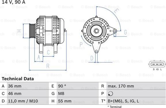 BOSCH 0 986 082 770 - Генератор autosila-amz.com