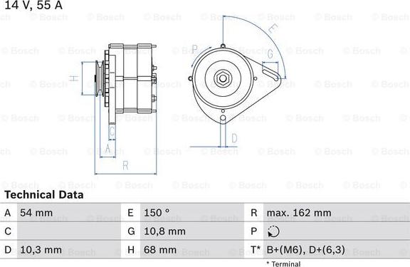 BOSCH 0 986 039 501 - Генератор autosila-amz.com