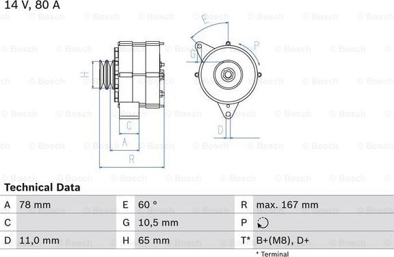 BOSCH 0 986 034 120 - Генератор autosila-amz.com