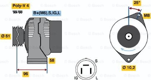 BOSCH 0 986 035 901 - Генератор autosila-amz.com