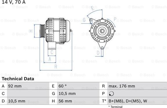 BOSCH 0 986 036 820 - Генератор autosila-amz.com