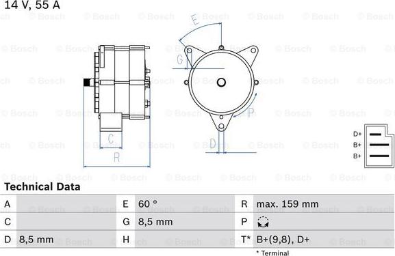 BOSCH 0 986 031 020 - Генератор autosila-amz.com