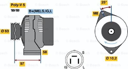 BOSCH 0 986 038 421 - Генератор autosila-amz.com