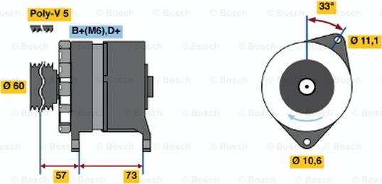 BOSCH 0 986 037 130 - Генератор autosila-amz.com