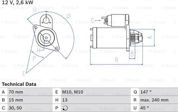 BOSCH 0 986 024 530 - Стартер autosila-amz.com