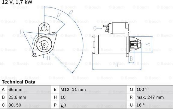 BOSCH 0 986 024 030 - Стартер autosila-amz.com