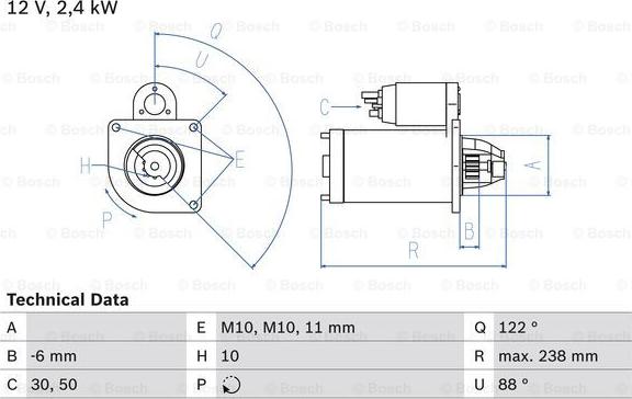 BOSCH 0 986 024 220 - Стартер autosila-amz.com