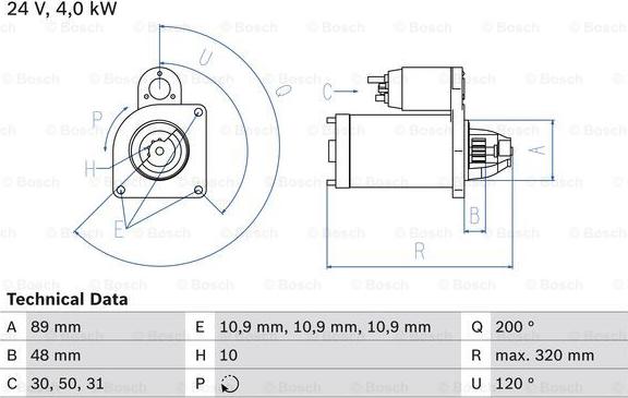 BOSCH 0 986 020 170 - Стартер autosila-amz.com