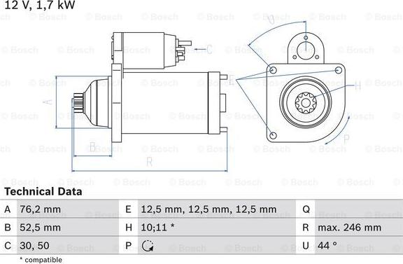 BOSCH 0 986 020 250 - Стартер autosila-amz.com