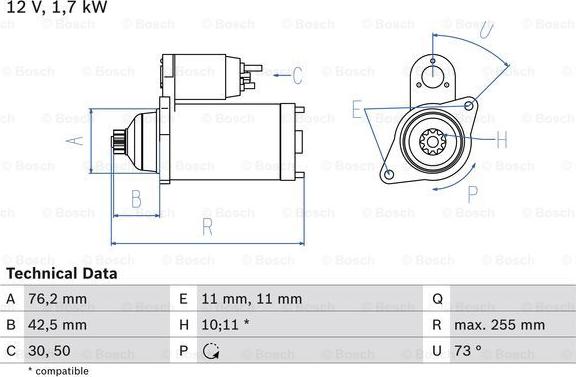 BOSCH 0 986 020 280 - Стартер autosila-amz.com