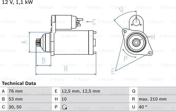 BOSCH 0 986 021 010 - Стартер autosila-amz.com