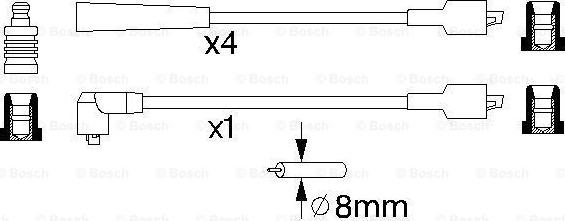 BOSCH 0 986 356 868 - Провод высоковольтный FORD Transit (85-92) комплект BOSCH autosila-amz.com