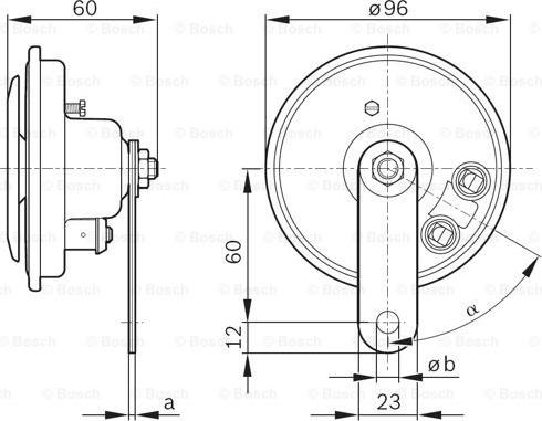 BOSCH 0 986 320 111 - Сигнал звуковой 12V электропневматический гальванизированный BOSCH autosila-amz.com