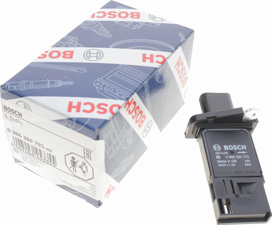 BOSCH 0 986 280 703 - Датчик потока, массы воздуха autosila-amz.com