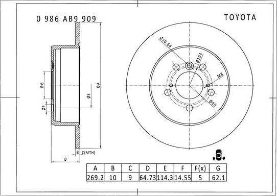 BOSCH 0 986 AB9 909 - Тормозной диск autosila-amz.com