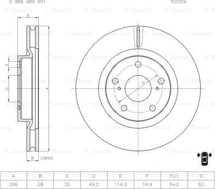 BOSCH 0 986 AB9 901 - Тормозной диск autosila-amz.com