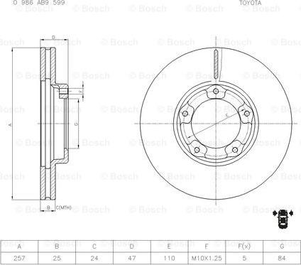 BOSCH 0 986 AB9 599 - Тормозной диск autosila-amz.com