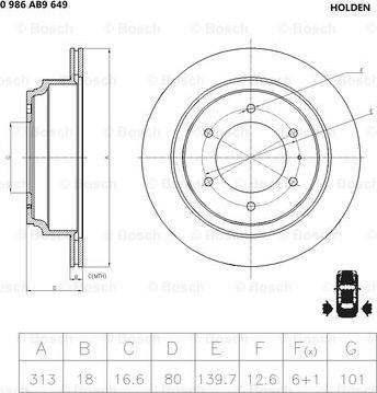 BOSCH 0 986 AB9 649 - Тормозной диск autosila-amz.com