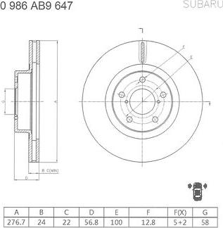 BOSCH 0 986 AB9 647 - Тормозной диск autosila-amz.com