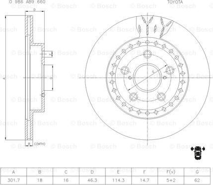 BOSCH 0 986 AB9 660 - Тормозной диск autosila-amz.com