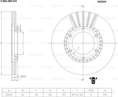 BOSCH 0 986 AB9 610 - Тормозной диск autosila-amz.com