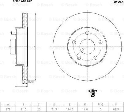 BOSCH 0 986 AB9 672 - Тормозной диск autosila-amz.com