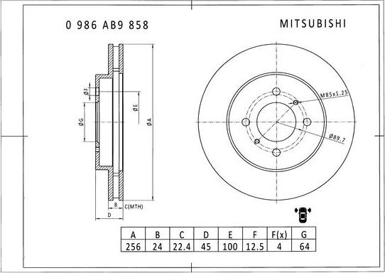 BOSCH 0 986 AB9 858 - Тормозной диск autosila-amz.com