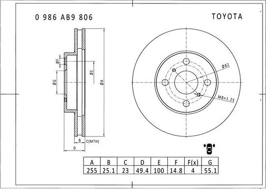 BOSCH 0 986 AB9 806 - Тормозной диск autosila-amz.com