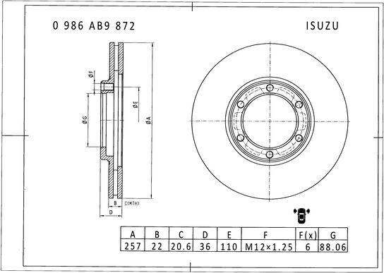 BOSCH 0 986 AB9 872 - Тормозной диск autosila-amz.com