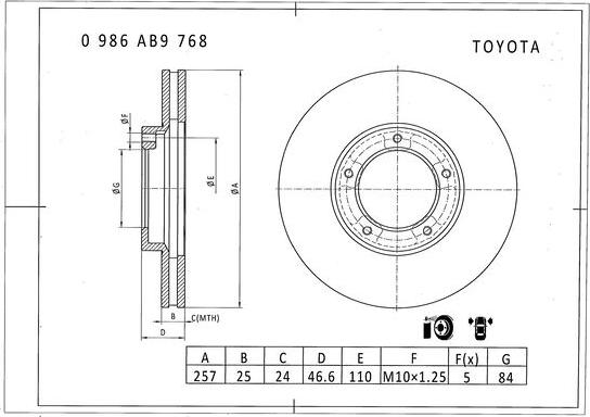 BOSCH 0 986 AB9 768 - Тормозной диск autosila-amz.com