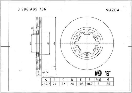 BOSCH 0 986 AB9 786 - Тормозной диск autosila-amz.com