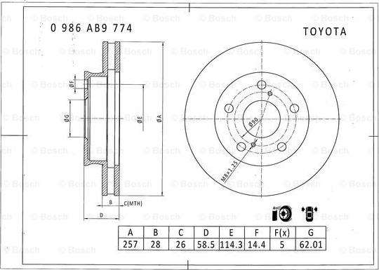 BOSCH 0 986 AB9 774 - Тормозной диск autosila-amz.com