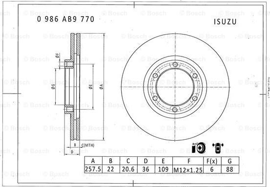 BOSCH 0 986 AB9 770 - Тормозной диск autosila-amz.com