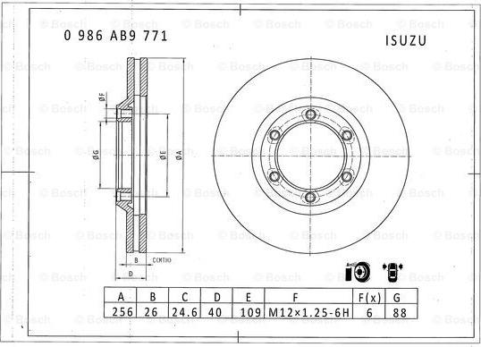 BOSCH 0 986 AB9 771 - Тормозной диск autosila-amz.com