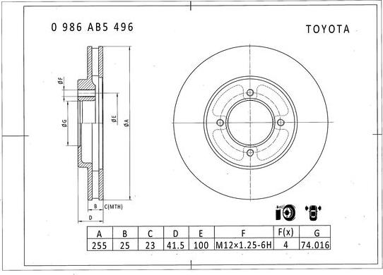 BOSCH 0 986 AB5 496 - Тормозной диск autosila-amz.com