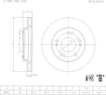 BOSCH 0 986 AB5 440 - Тормозной диск autosila-amz.com