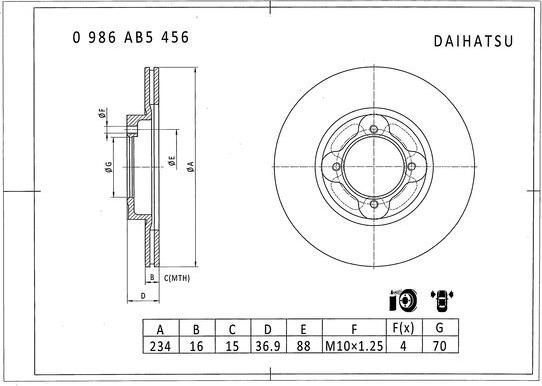 BOSCH 0 986 AB5 456 - Тормозной диск autosila-amz.com