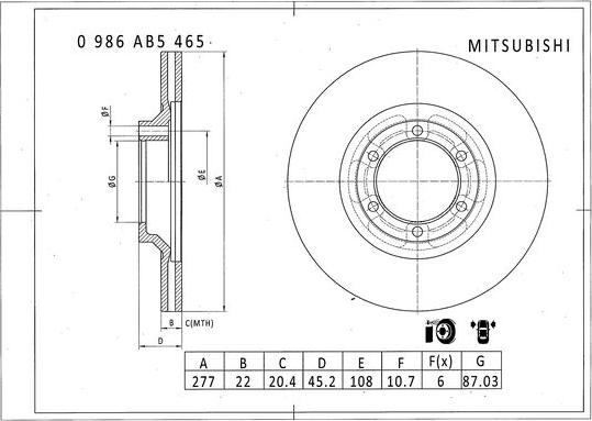 BOSCH 0 986 AB5 465 - Тормозной диск autosila-amz.com