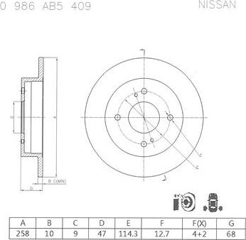 BOSCH 0 986 AB5 409 - Тормозной диск autosila-amz.com
