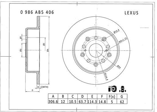 BOSCH 0 986 AB5 406 - Тормозной диск autosila-amz.com