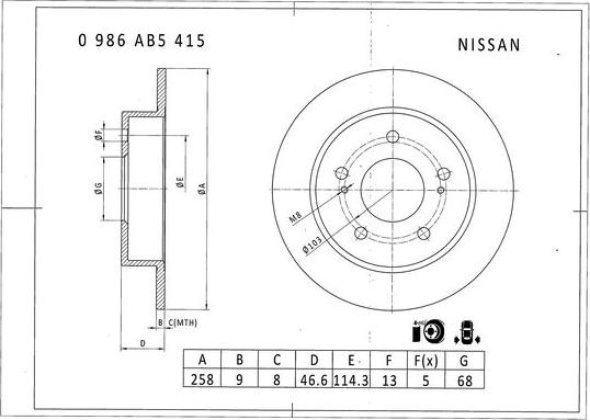 BOSCH 0 986 AB5 415 - Тормозной диск autosila-amz.com