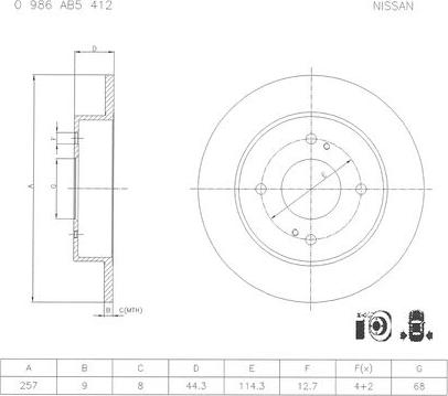 BOSCH 0 986 AB5 412 - Тормозной диск autosila-amz.com