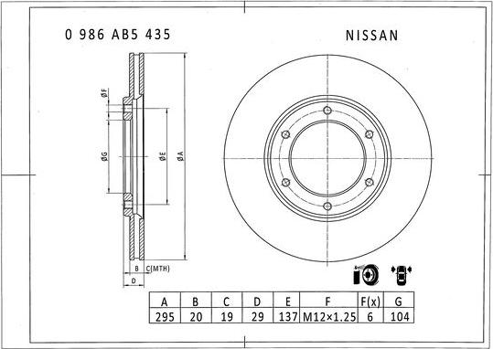 BOSCH 0 986 AB5 435 - Тормозной диск autosila-amz.com